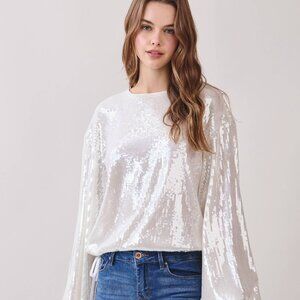 Sequin Long Sleeve Blouse